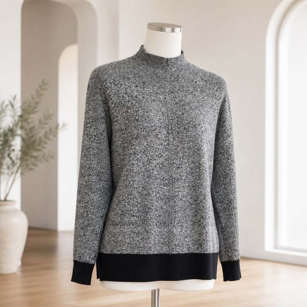 Karen Scott Women's Gray Marled Mock Neck Long Sleeve Pullover Sweater